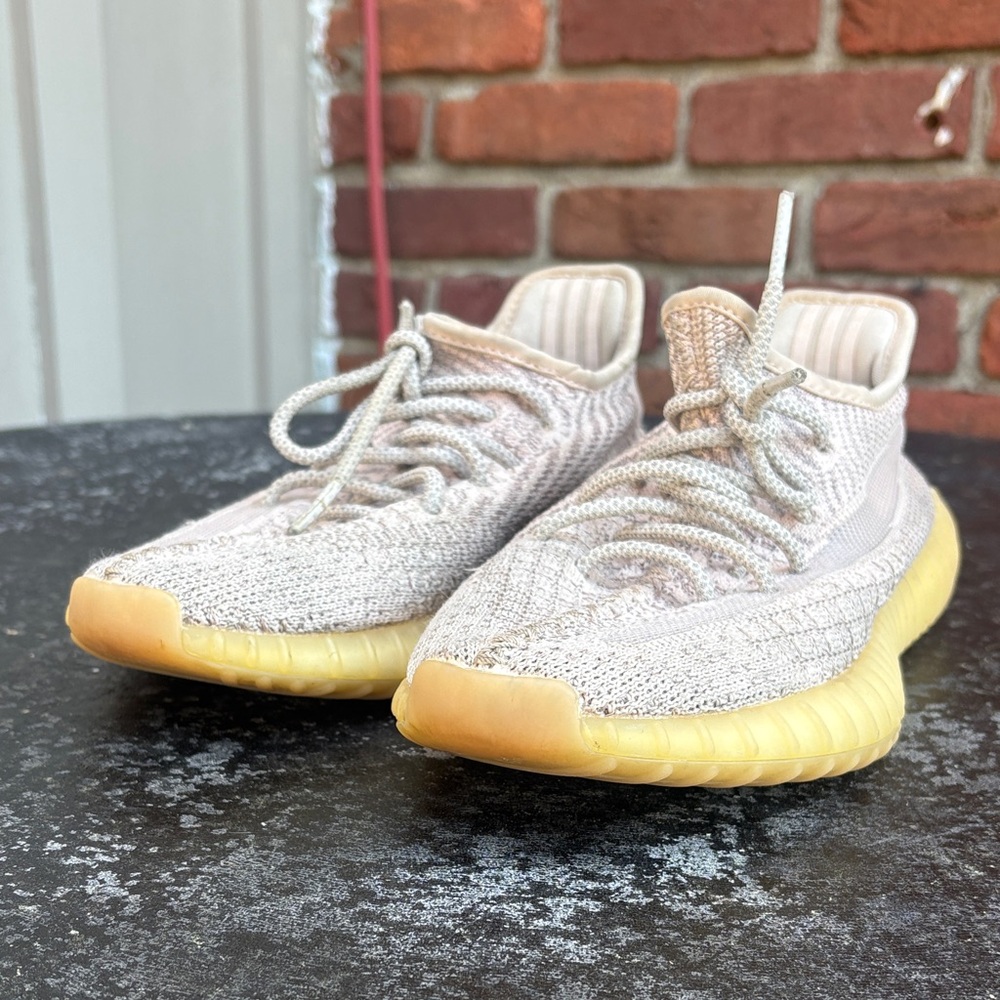 Yeezy Kids Neutral Knit Athletic Sneakers with Yellow Sole use 5.5 - Picture 3 of 8